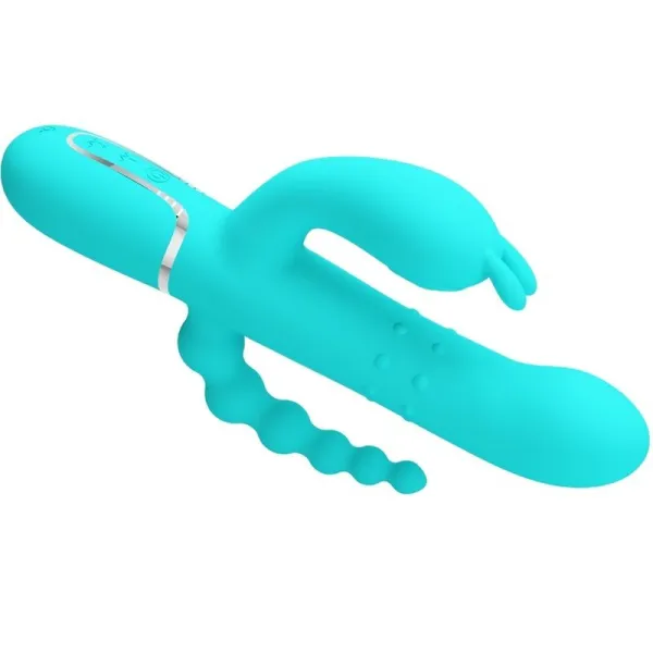 Cammy 4 In 1 Multifunktions-Dreifacher Rabbit-Vibrator Blau von Pretty Love | Fesselliebe.de