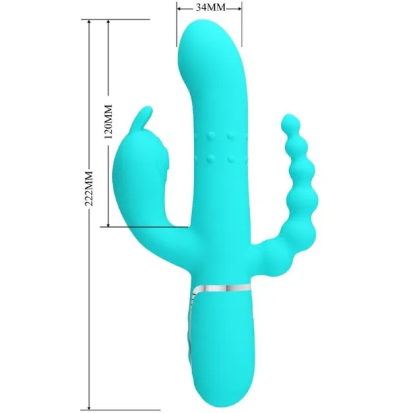 Cammy 4 In 1 Multifunktions-Dreifacher Rabbit-Vibrator Blau von Pretty Love | Fesselliebe.de