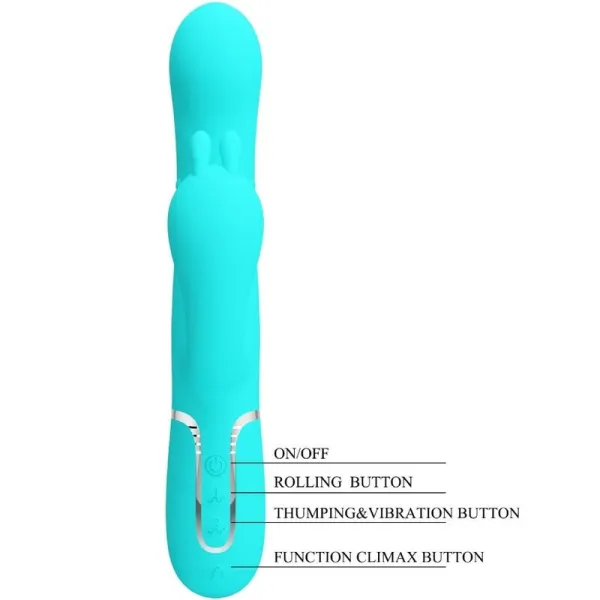 Cammy 4 In 1 Multifunktions-Dreifacher Rabbit-Vibrator Blau von Pretty Love | Fesselliebe.de