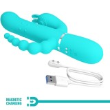 Cammy 4 In 1 Multifunktions-Dreifacher Rabbit-Vibrator Blau von Pretty Love | Fesselliebe.de