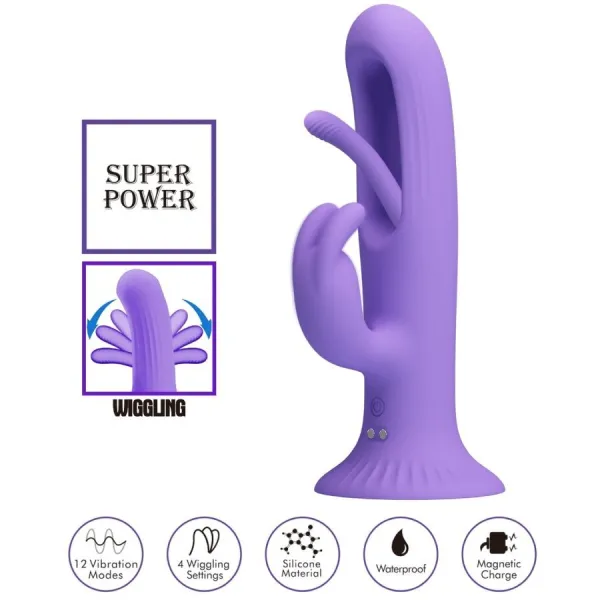 Killmoulis Rabbit Vibrator 12 Vibrationsmodi Lila von Pretty Love | Fesselliebe.de