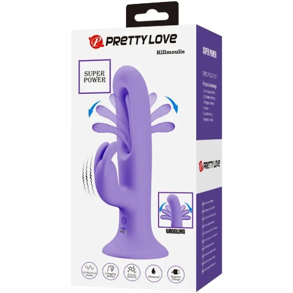 Killmoulis Rabbit Vibrator 12 Vibrationsmodi Lila von Pretty Love | Fesselliebe.de