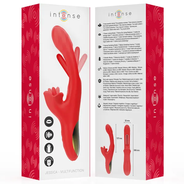 Jessica Multifunktionsvibrator Klitorisstimulation 24,8 cm Rot von Intense Fun | Fesselliebe.de