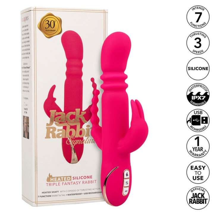 Jack Fantasy Dreifach Beheizter Vibrator Rabbit Rosa von Calexotics | Fesselliebe.de