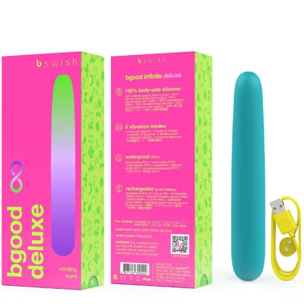Bgood Infinite Deluxe wiederaufladbarer Vibrator Blaues Silikon von B Swish | Fesselliebe.de