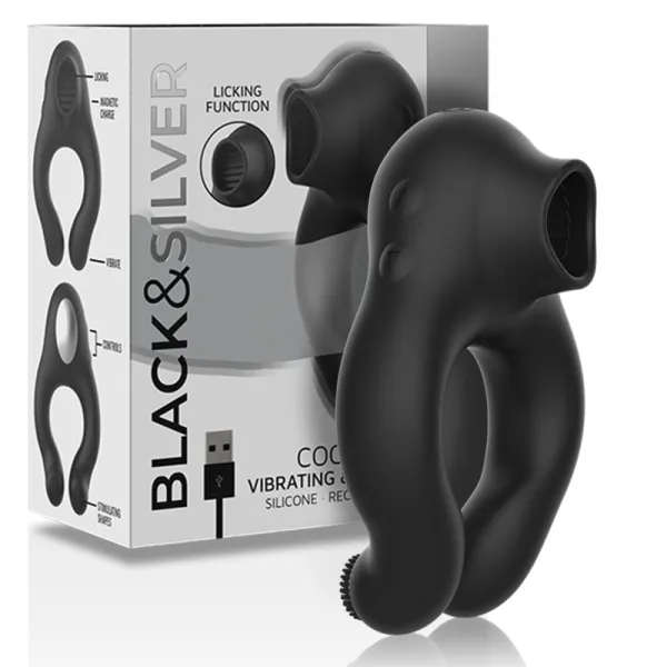 Vibratorring aus Silikon, 3 Motoren, wiederaufladbar, Schwarz von Black&Silver | Fesselliebe.de