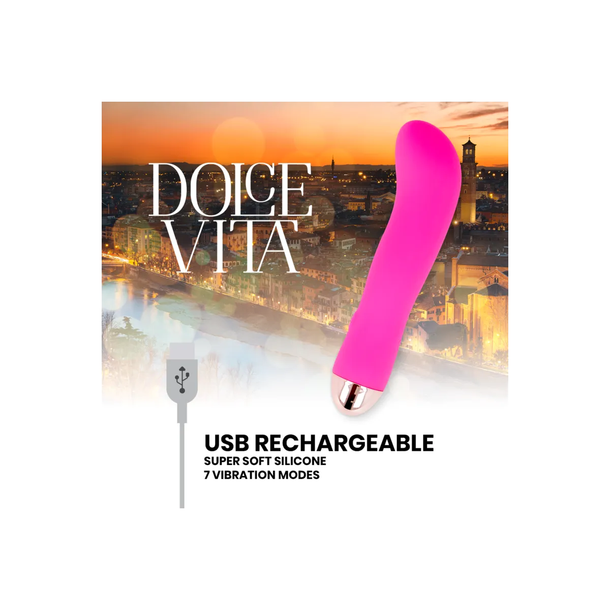 Aufladbarer Vibrator Zwei Rosa 7 Geschwindigkeiten von Dolce Vita | Fesselliebe.de