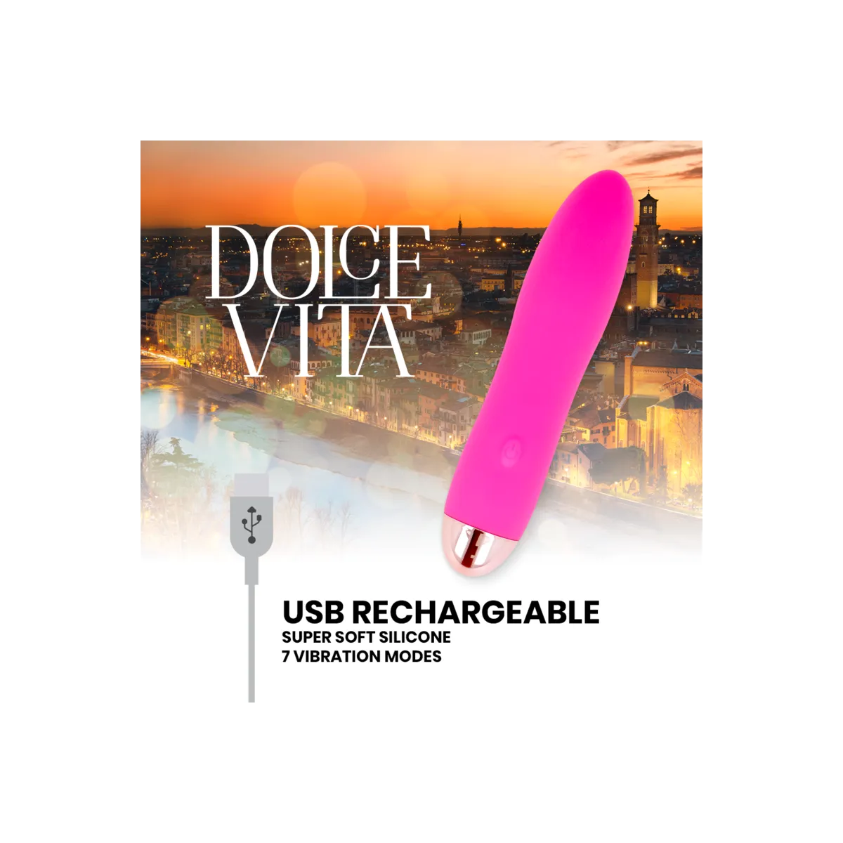 Aufladbarer Vibrator Vier Rosa 7 Geschwindigkeiten von Dolce Vita | Fesselliebe.de