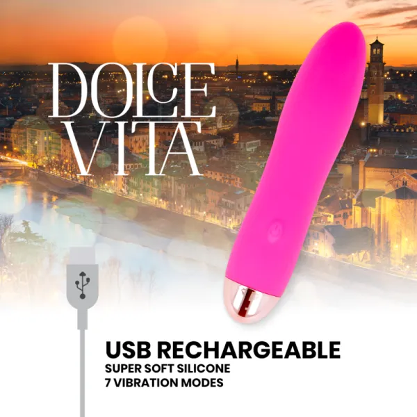 Aufladbarer Vibrator Vier Rosa 7 Geschwindigkeiten von Dolce Vita | Fesselliebe.de