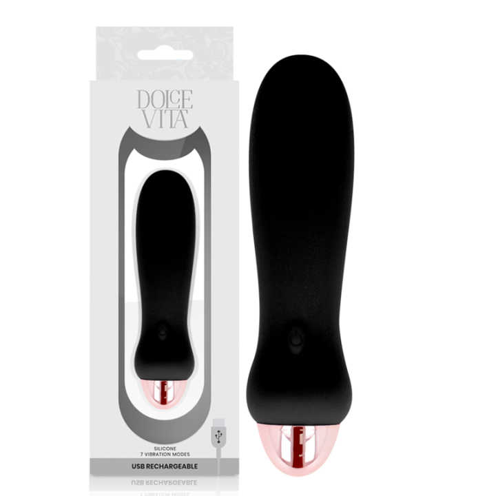 Aufladbarer Vibrator Fünf Schwarz 7 Geschwindigkeiten von Dolce Vita | Fesselliebe.de