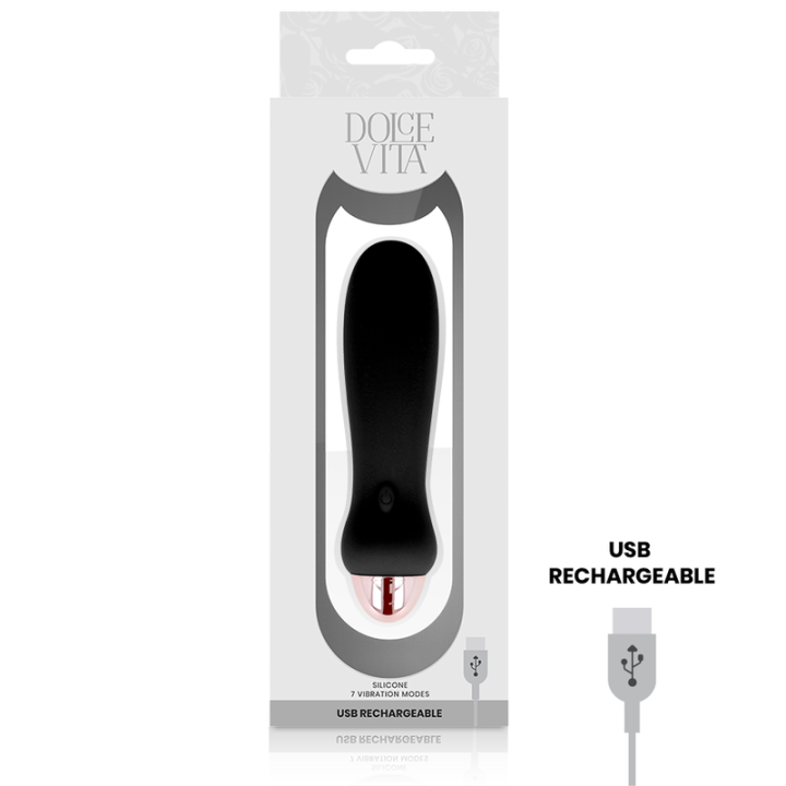 Aufladbarer Vibrator Fünf Schwarz 7 Geschwindigkeiten von Dolce Vita | Fesselliebe.de