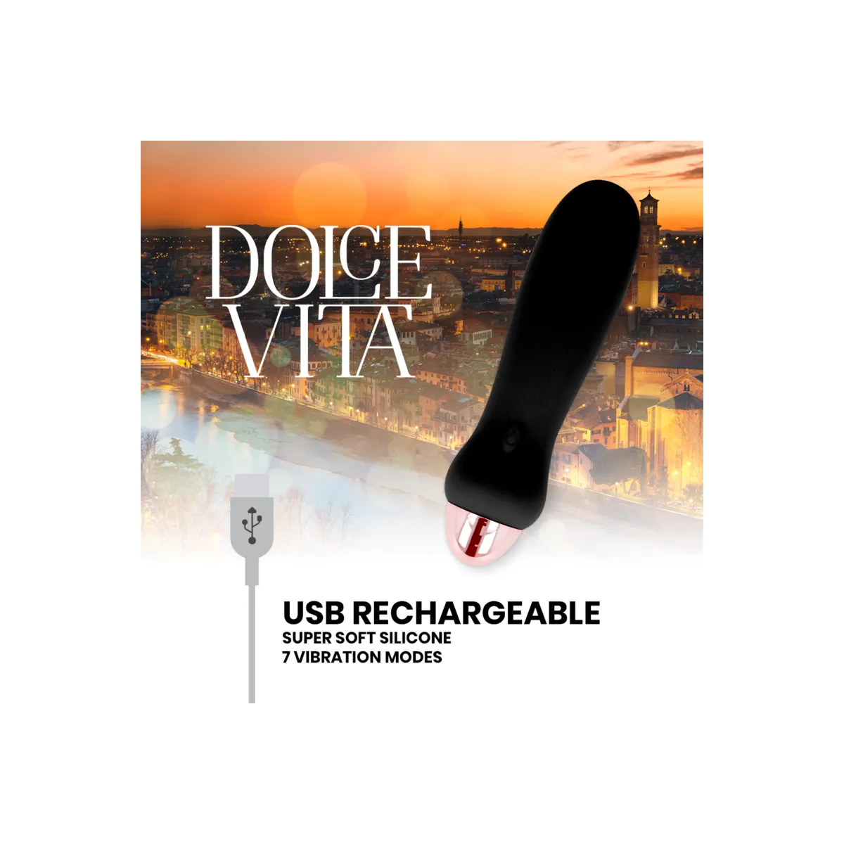 Aufladbarer Vibrator Fünf Schwarz 7 Geschwindigkeiten von Dolce Vita | Fesselliebe.de