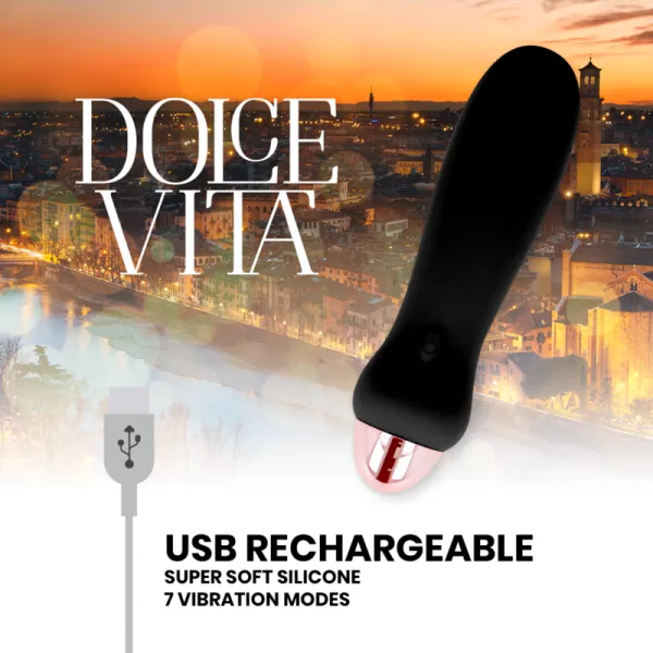 Aufladbarer Vibrator Fünf Schwarz 7 Geschwindigkeiten von Dolce Vita | Fesselliebe.de