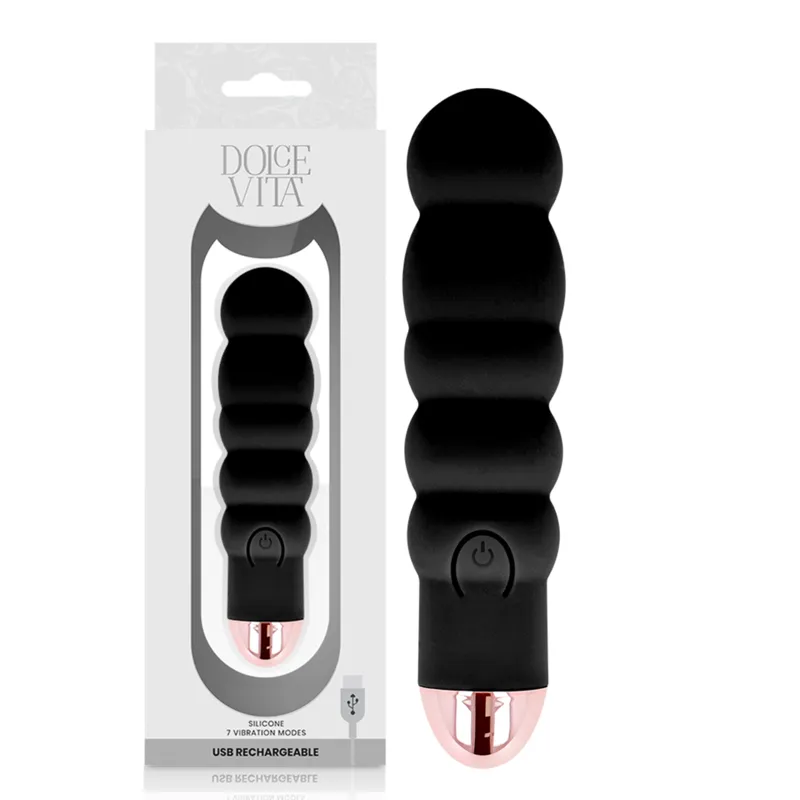 Aufladbarer Vibrator Sechs Schwarz 7 Geschwindigkeiten von Dolce Vita | Fesselliebe.de