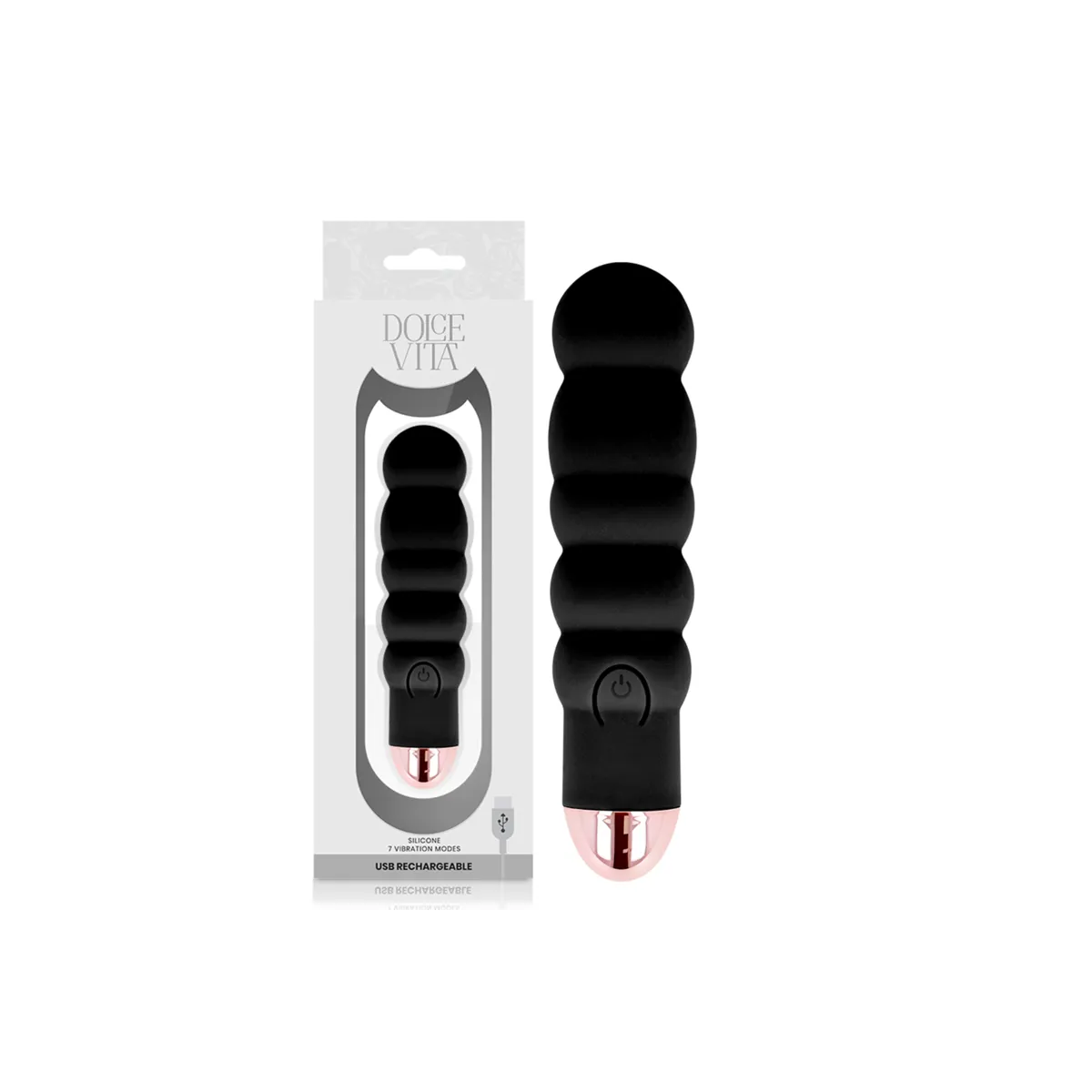 Aufladbarer Vibrator Sechs Schwarz 7 Geschwindigkeiten von Dolce Vita | Fesselliebe.de