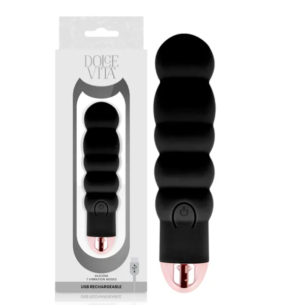 Aufladbarer Vibrator Sechs Schwarz 7 Geschwindigkeiten von Dolce Vita | Fesselliebe.de