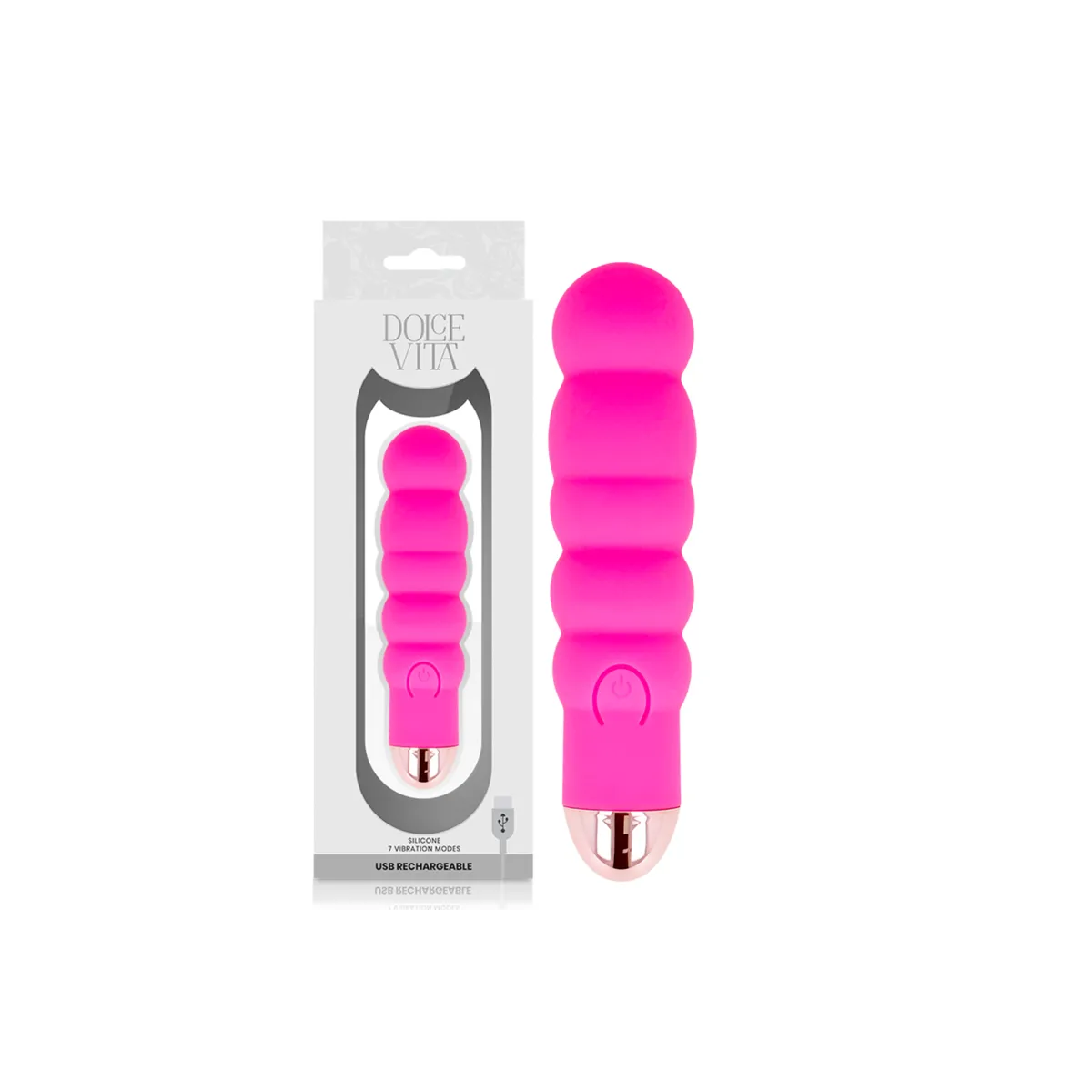 Aufladbarer Vibrator Sechs Rosa 7 Geschwindigkeiten von Dolce Vita | Fesselliebe.de