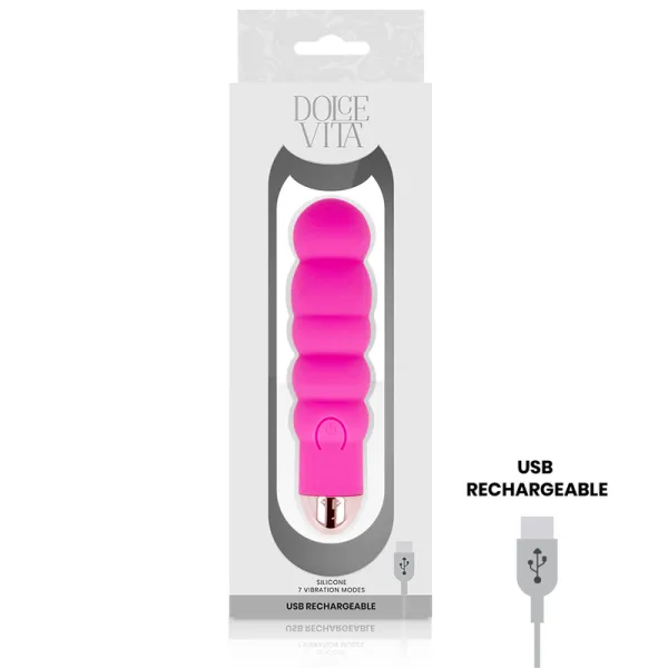Aufladbarer Vibrator Sechs Rosa 7 Geschwindigkeiten von Dolce Vita | Fesselliebe.de
