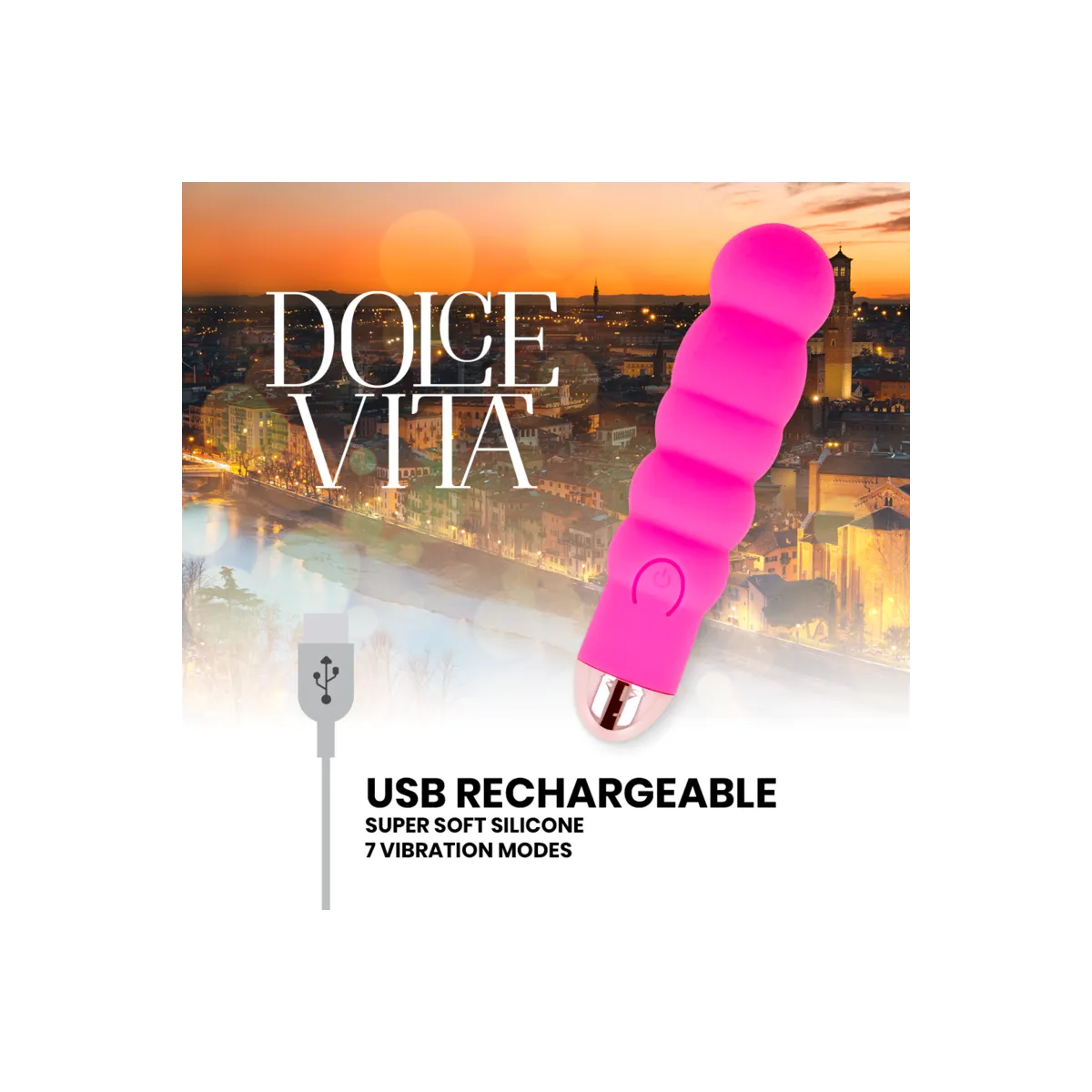 Aufladbarer Vibrator Sechs Rosa 7 Geschwindigkeiten von Dolce Vita | Fesselliebe.de