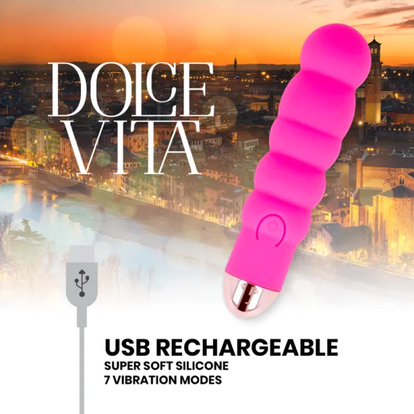 Aufladbarer Vibrator Sechs Rosa 7 Geschwindigkeiten von Dolce Vita | Fesselliebe.de