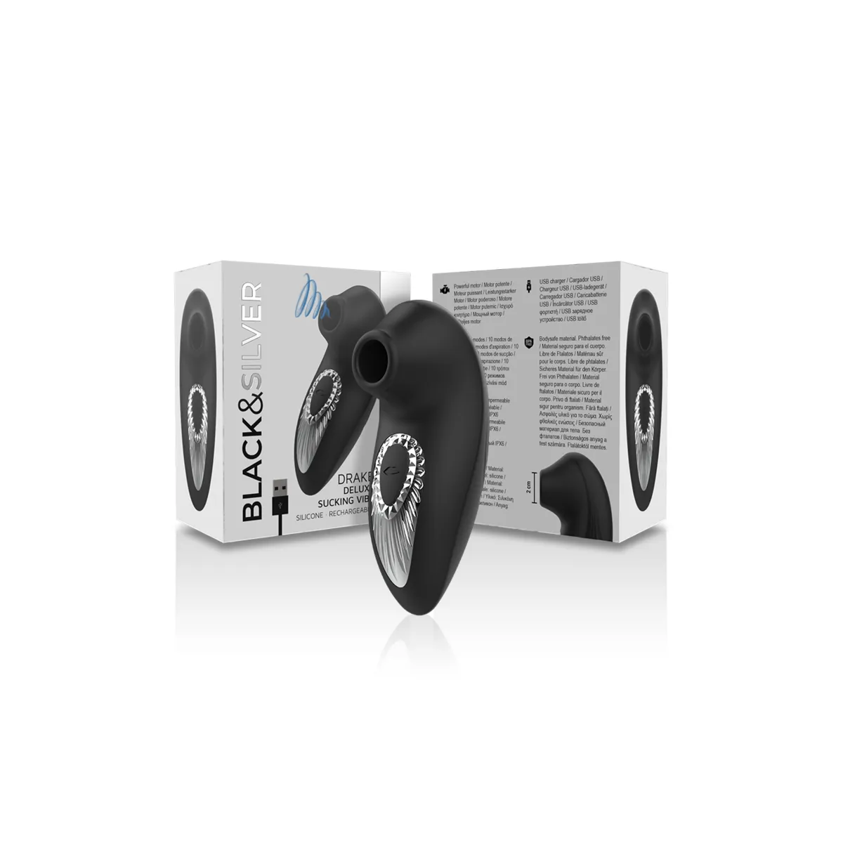 Drake Deluxe Sucking Vibe wiederaufladbares Silikon Schwarz von Black&Silver | Fesselliebe.de