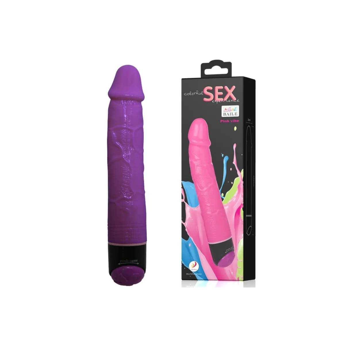 Bunter Sex Lila Realistischer Vibrator 23 cm von Baile | Fesselliebe.de