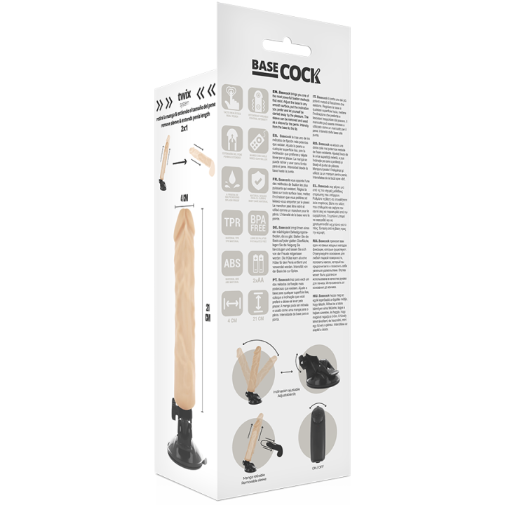 Realistischer Vibrator mit Fernbedienung natürlicher 21 cm -O- 4 cm von Basecock | Fesselliebe.de