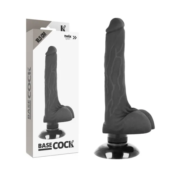 Realistischer Vibrator 2-1 Schwarz 18,5 cm -O- 4 cm von Basecock | Fesselliebe.de