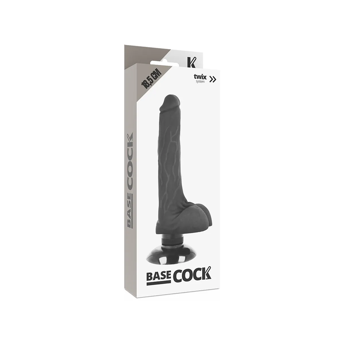 Realistischer Vibrator 2-1 Schwarz 18,5 cm -O- 4 cm von Basecock | Fesselliebe.de