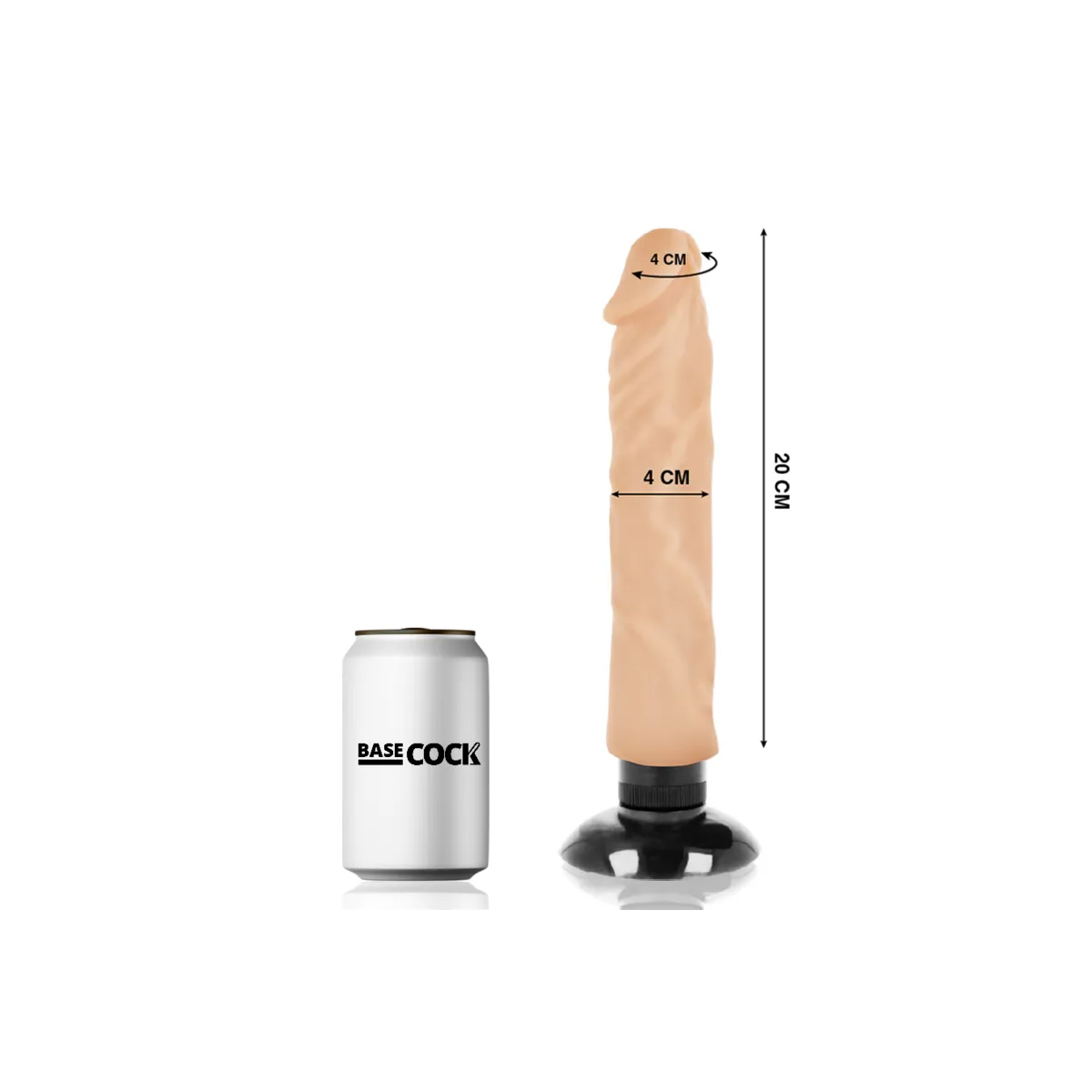Realistischer Vibrator 2-1 natürlich 20 cm -O- 4 cm von Basecock | Fesselliebe.de
