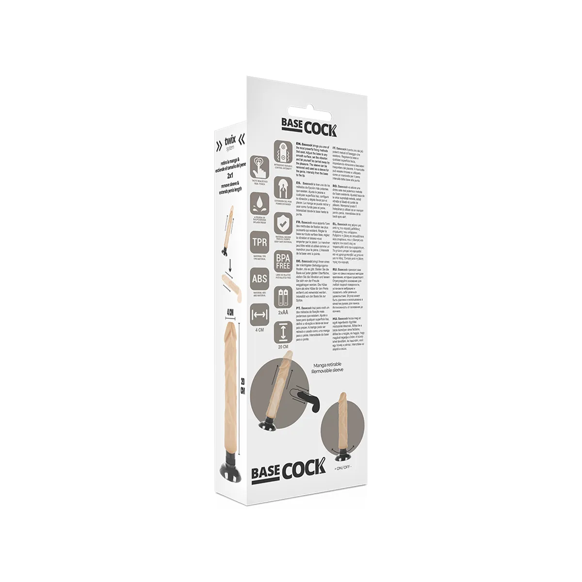 Realistischer Vibrator 2-1 natürlich 20 cm -O- 4 cm von Basecock | Fesselliebe.de