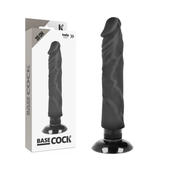 Realistischer Vibrator 2-1 Schwarz 20 cm -O- 4 cm von Basecock | Fesselliebe.de