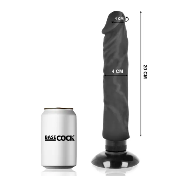 Realistischer Vibrator 2-1 Schwarz 20 cm -O- 4 cm von Basecock | Fesselliebe.de
