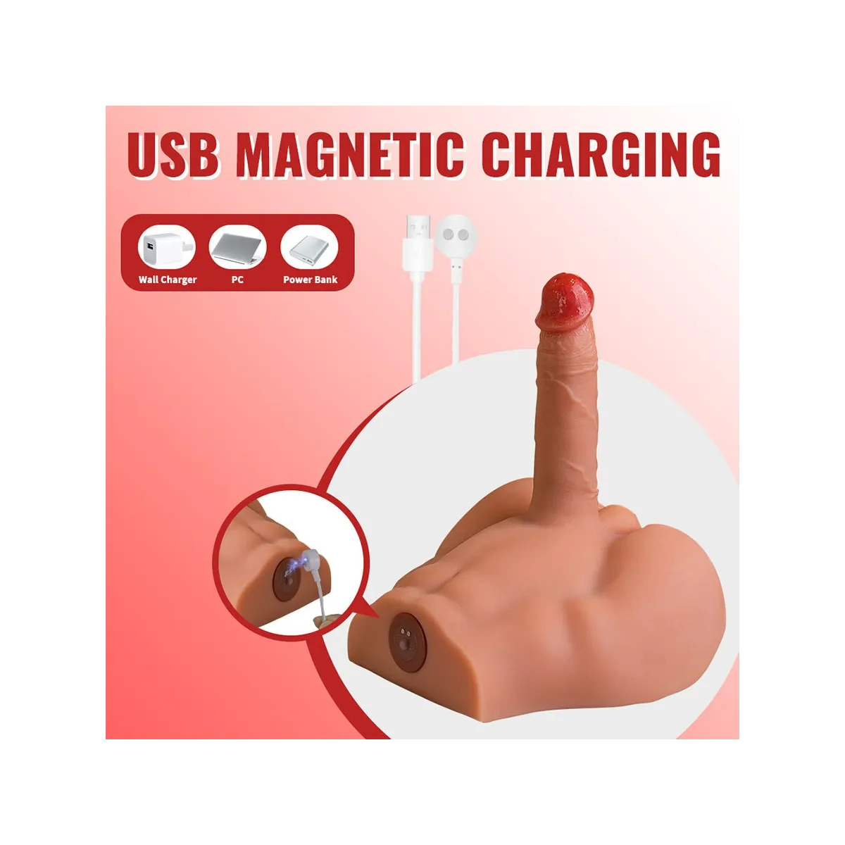 Realistischer Dildo-Masturbator mit Frontposition und Stossfunktion, 17,5 cm von Xise | Fesselliebe.de