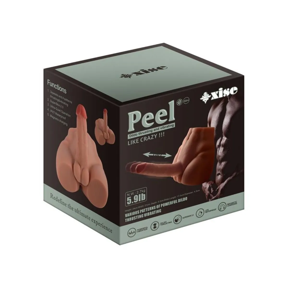 Realistischer Dildo-Masturbator mit Frontposition und Stossfunktion, 17,5 cm von Xise | Fesselliebe.de