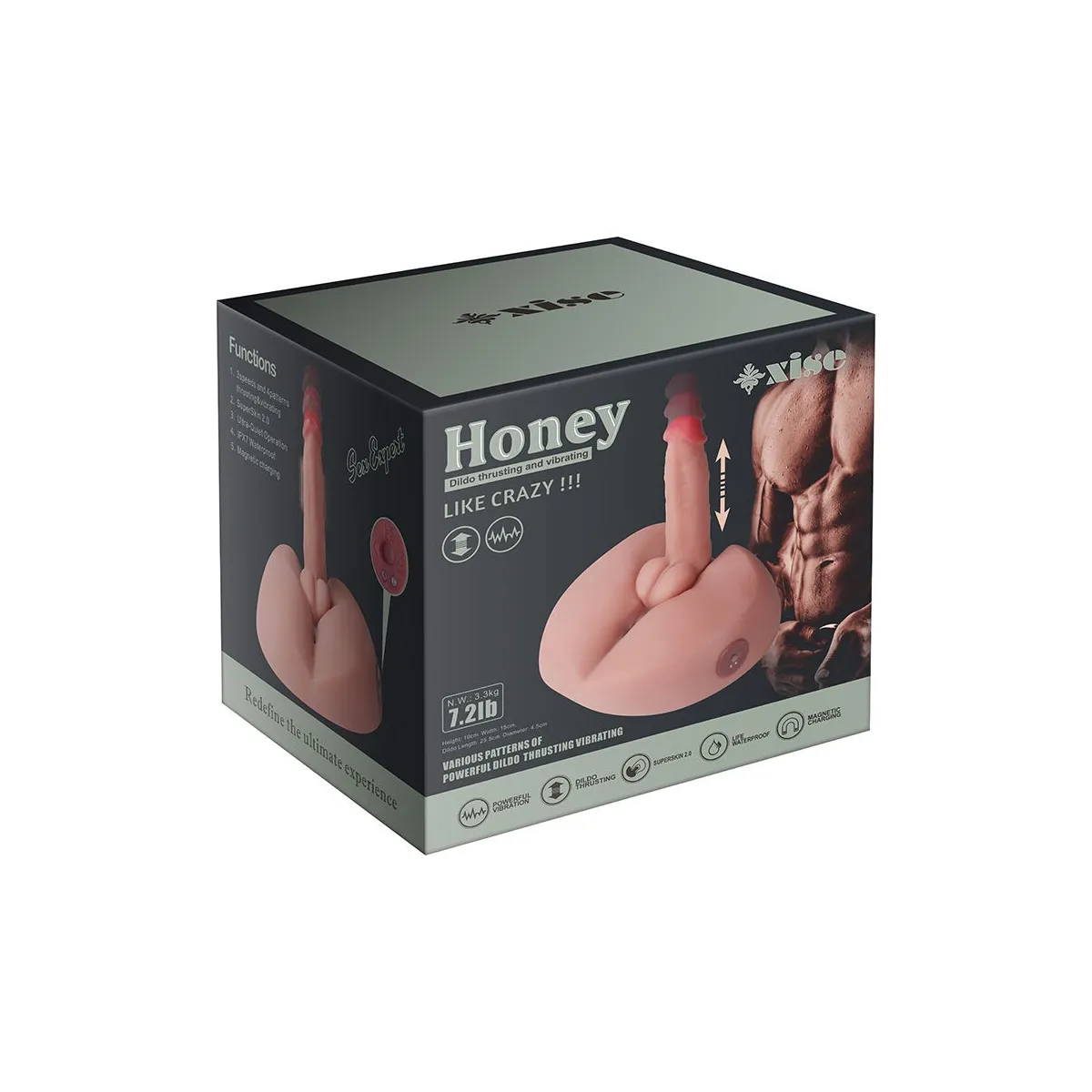 Honey Realistischer Dildo-Masturbator mit Vibration, 25 cm von Xise | Fesselliebe.de
