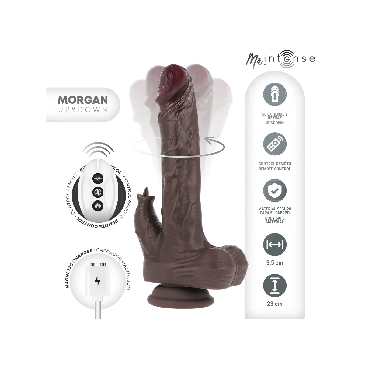 Realistischer Multifunktions-Morgan mit Vibration und Auf- und Ab-Fernbedienung 23 cm – O – 3,5 cm von Mr, Intense | Fesselliebe.de