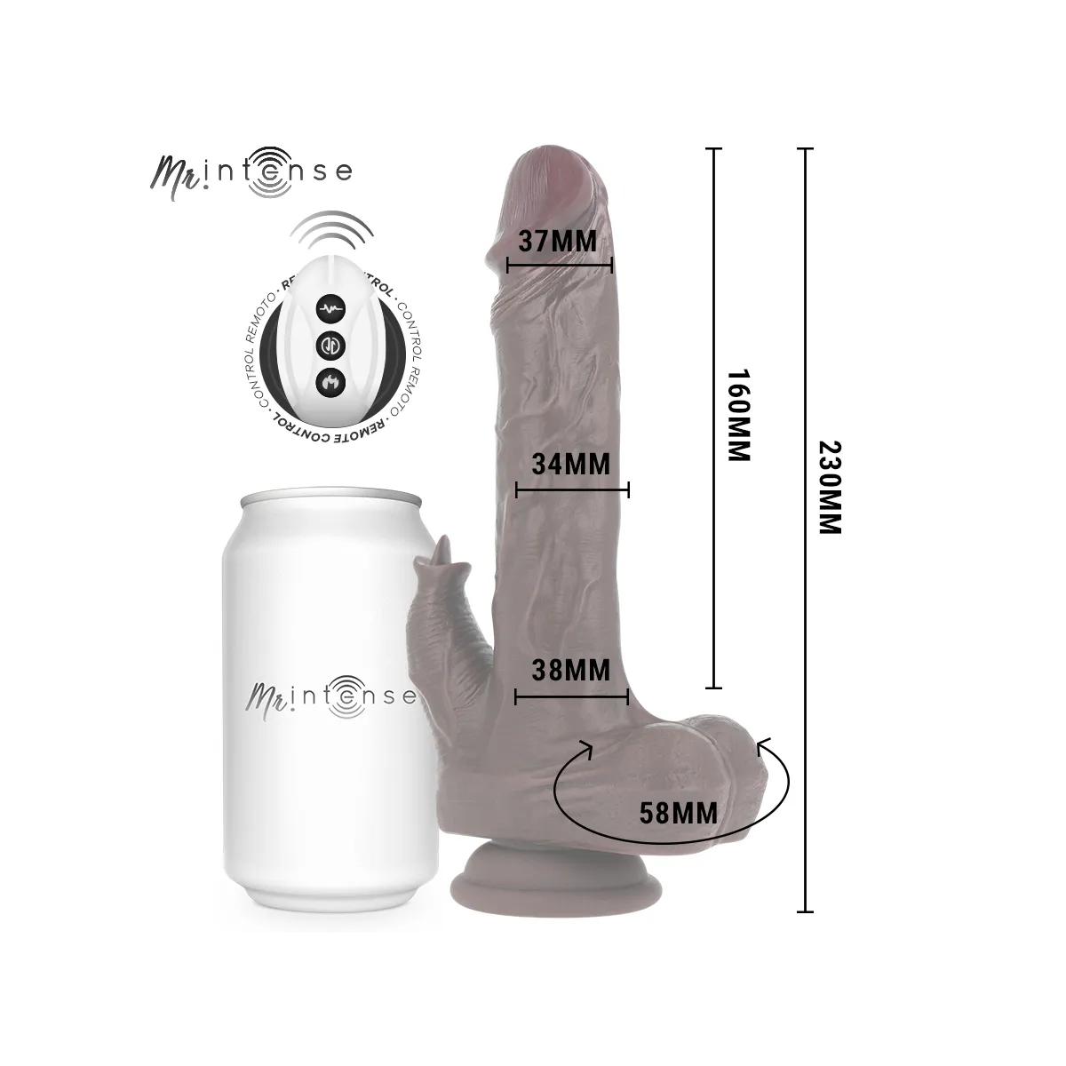 Realistischer Multifunktions-Morgan mit Vibration und Auf- und Ab-Fernbedienung 23 cm – O – 3,5 cm von Mr, Intense | Fesselliebe.de