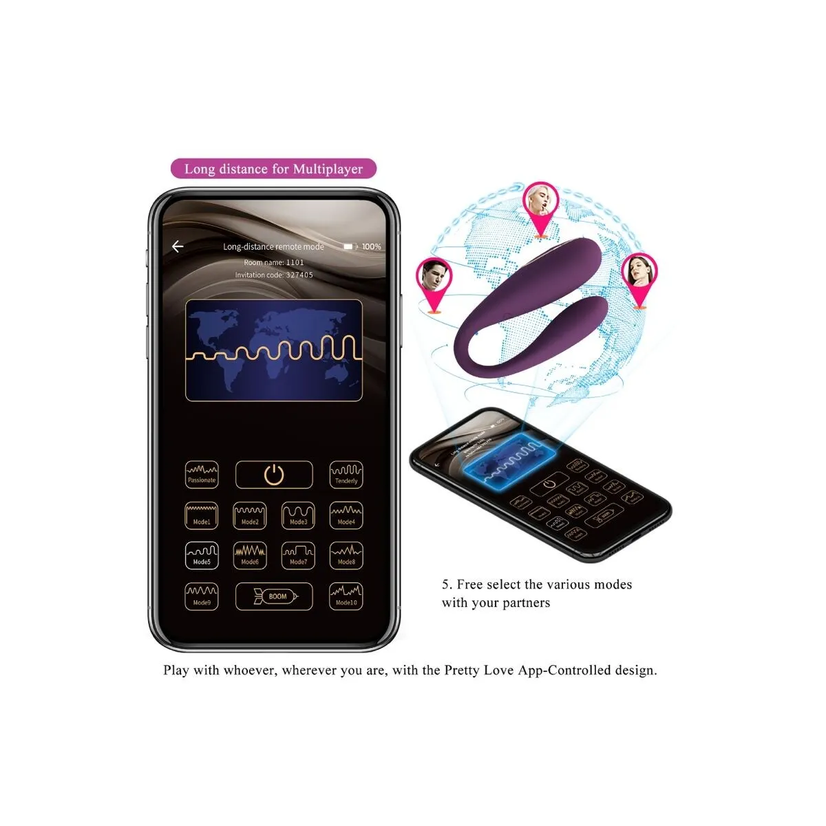 August Remote Global Doppelt Vergnügen Vibrator von Pretty Love C-Type | Fesselliebe.de