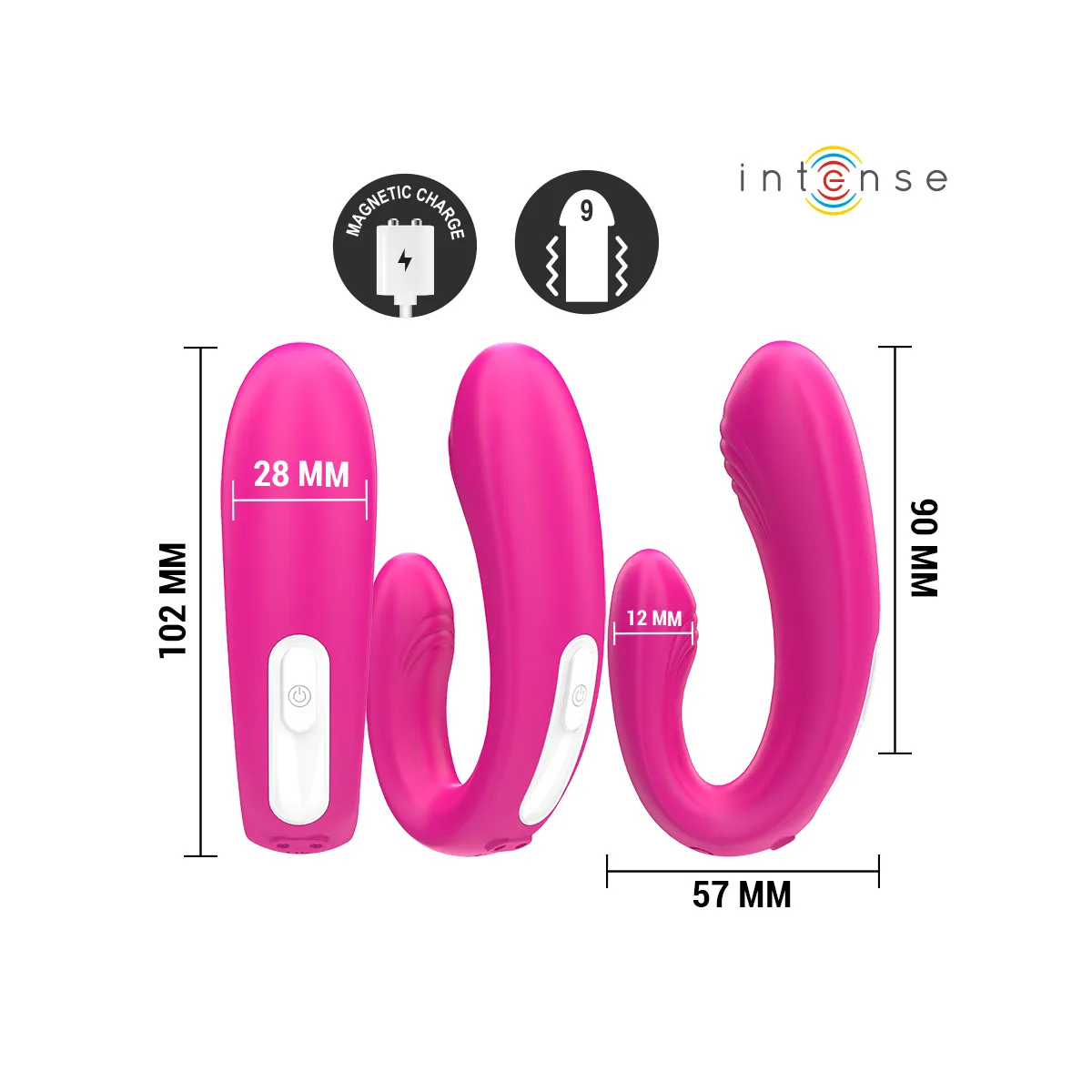 Janet Doppelter U-Förmiger Stimulator und Vibrator mit Fernbedienung Rosa von Intense Couples Toys | Fesselliebe.de