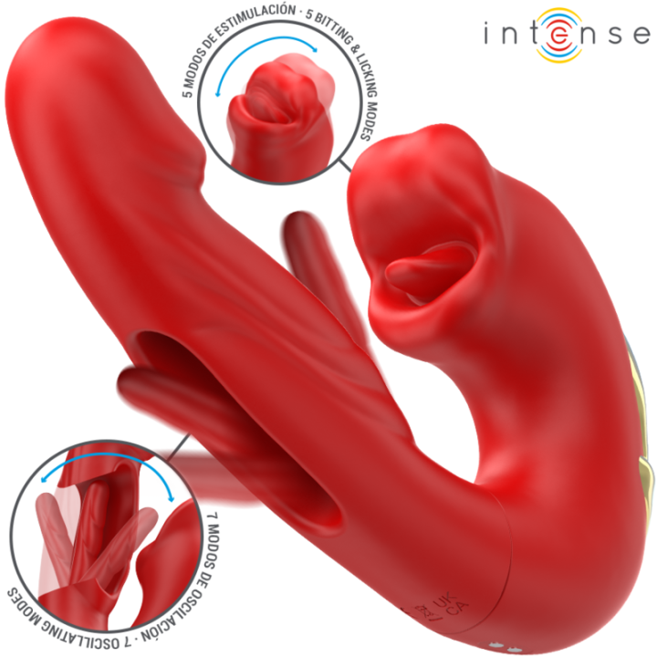 Nathy Doppelvibrator mit Multifunktions-Stimulierender Mund Rot von Intense Fun | Fesselliebe.de