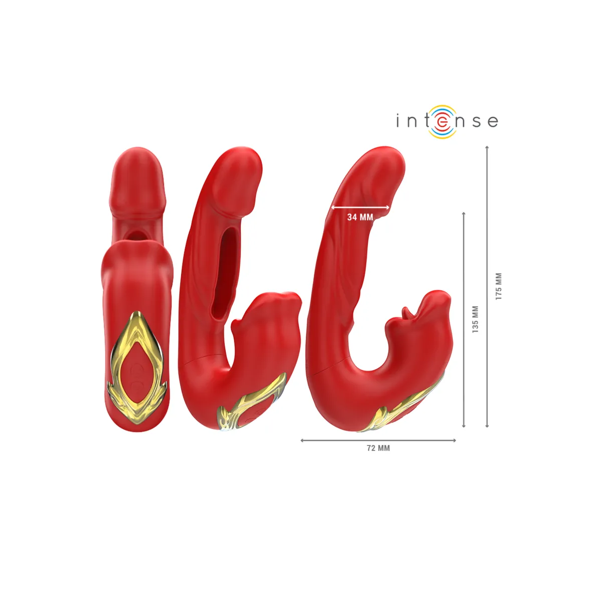 Nathy Doppelvibrator mit Multifunktions-Stimulierender Mund Rot von Intense Fun | Fesselliebe.de