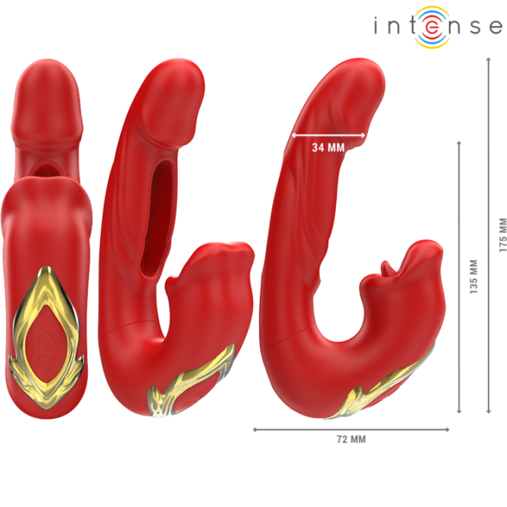 Nathy Doppelvibrator mit Multifunktions-Stimulierender Mund Rot von Intense Fun | Fesselliebe.de
