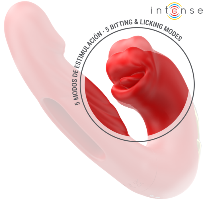 Nathy Doppelvibrator mit Multifunktions-Stimulierender Mund Rot von Intense Fun | Fesselliebe.de