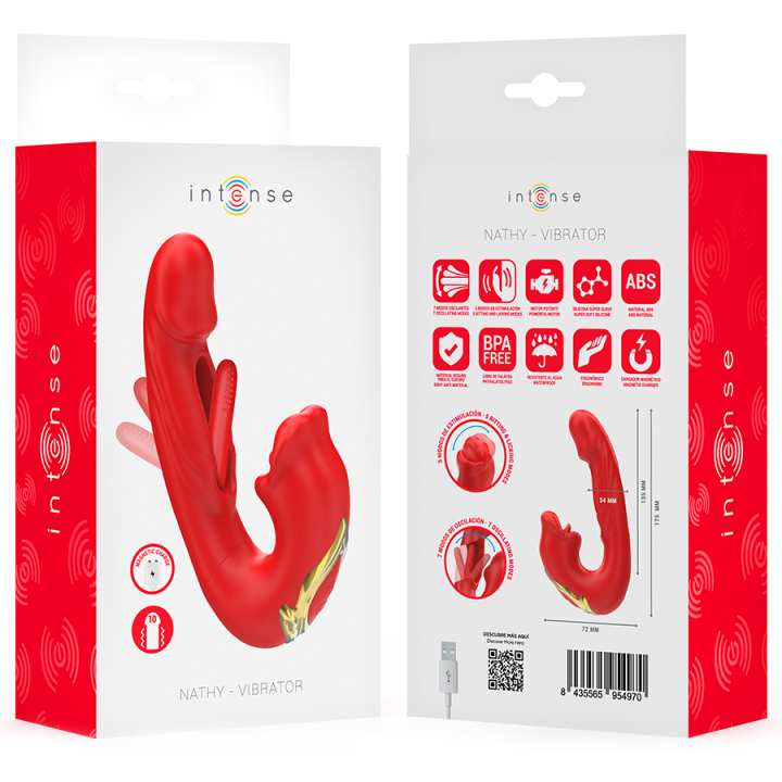 Nathy Doppelvibrator mit Multifunktions-Stimulierender Mund Rot von Intense Fun | Fesselliebe.de