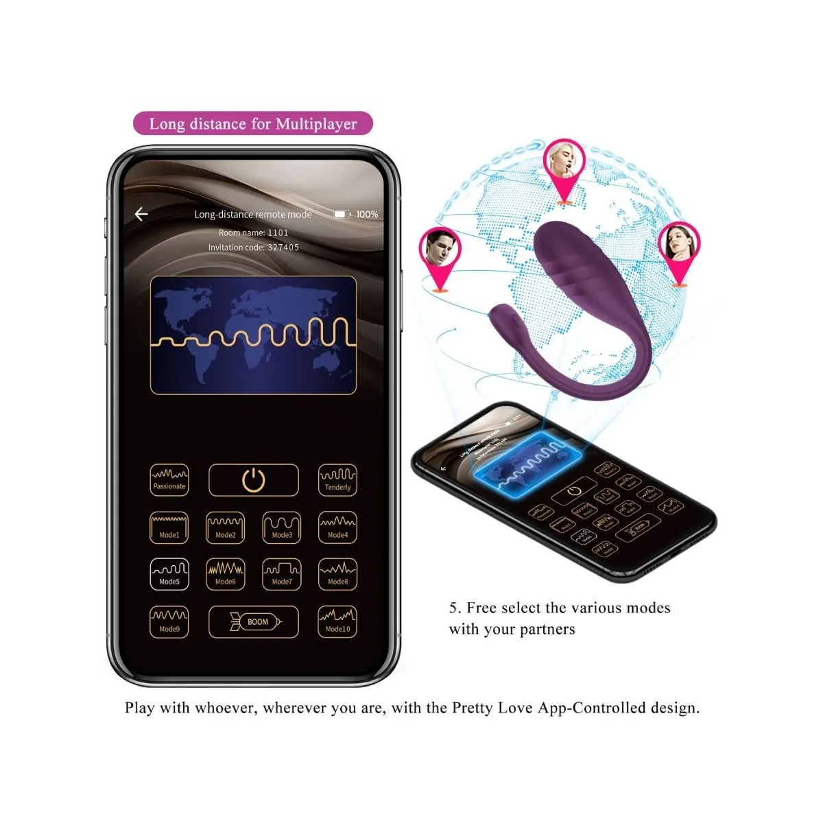 Leviathan App-Gesteuerter Vibrator Lila von Pretty Love Smart | Fesselliebe.de