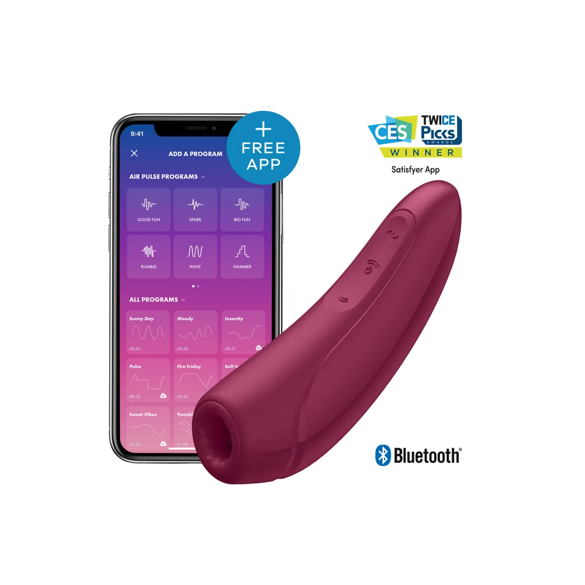 Curvy 1 + Rot Pink von Satisfyer Connect | Fesselliebe.de