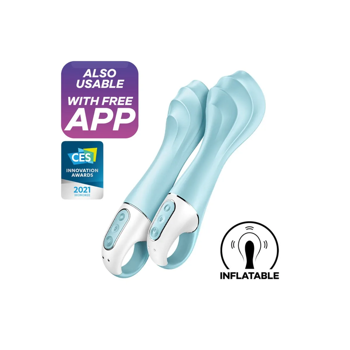 Air Pump Vibrator 5+ aufblasbare G-Spot-Vibrator-App Blau von Satisfyer Connect | Fesselliebe.de