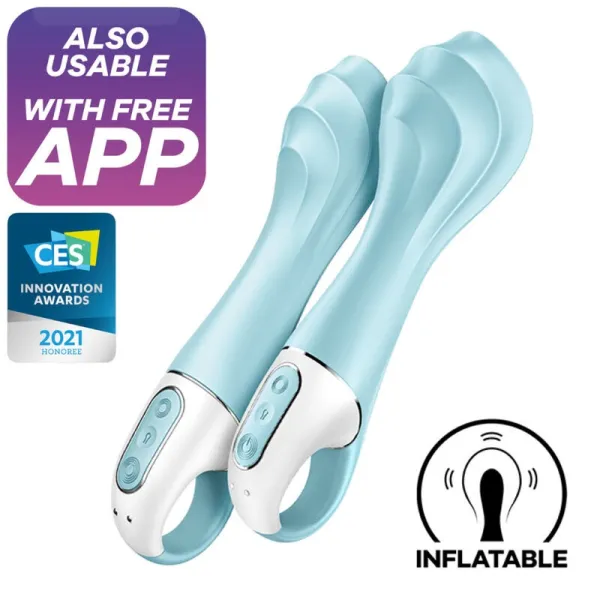 Air Pump Vibrator 5+ aufblasbare G-Spot-Vibrator-App Blau von Satisfyer Connect | Fesselliebe.de
