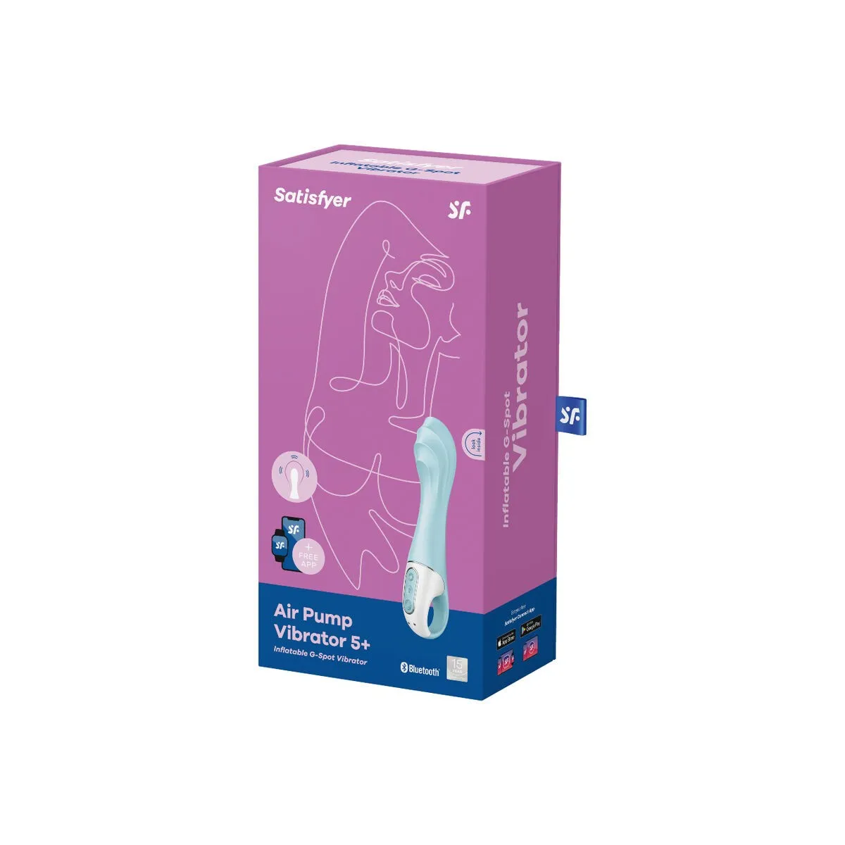 Air Pump Vibrator 5+ aufblasbare G-Spot-Vibrator-App Blau von Satisfyer Connect | Fesselliebe.de